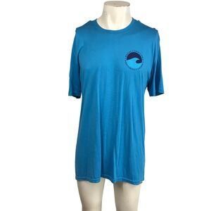 Cariloha Kauai Mens Medium Blue Bamboo Organic Cotton Wave Graphic T-Shirt M